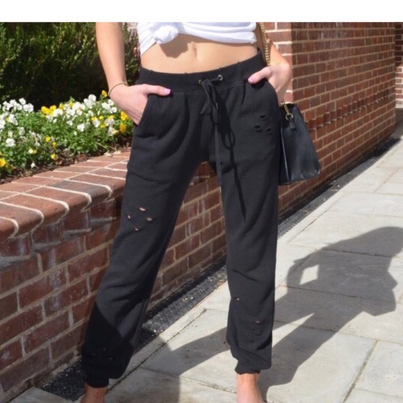 NIKKI BLACK DISTRESSED SWEATPANTS - Picture 5 of 5